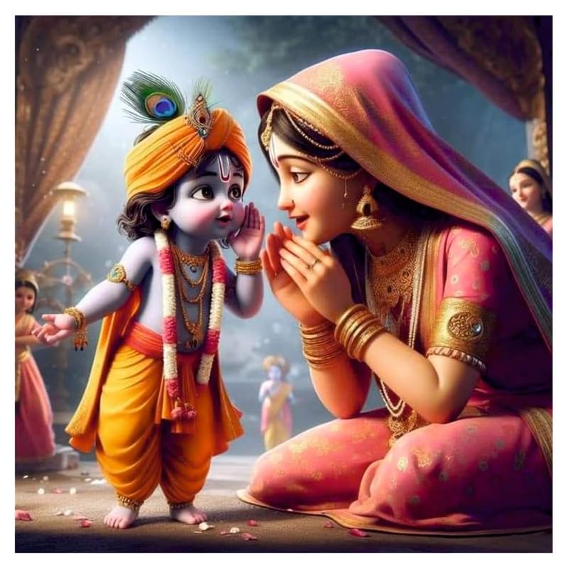 Image of British Terminal Cute little Bal Gopal Baby God Krishna| Kanha Ji | Laddu Lord Makhan Chor Painting Religious Poster for Pregnant Women for wall (matt thin vinyl,sticker,multicolor,unframed)| bj24