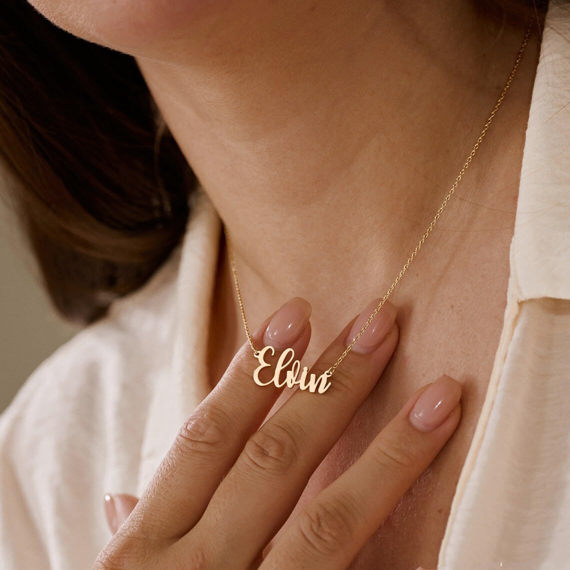 Collar con nombre personalizado, chapado en oro de 24 quilates, chapado en oro rosa auténtico y acero inoxidable plateado, colgante de letra personalizado, regalo para cumpleaños y Navidad