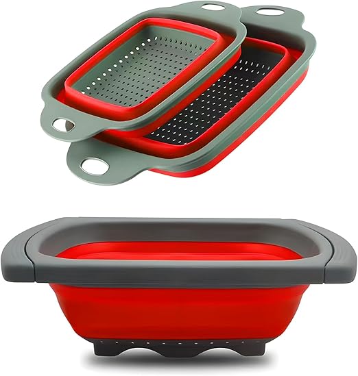 GRYUNS 3 Packs Silicone Collapsible Strainer Silicone Over