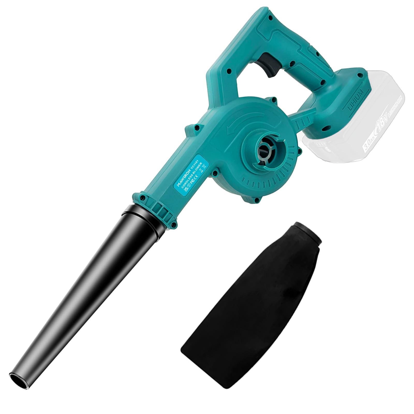 Leaf Blower Cordless with 6-Speed Variable Control, Handheld Garden Vacuum and Blower, Lightweight Small Leaf Blower Compatible with 18V Battery, for Lawn Patio Car Dust Snow