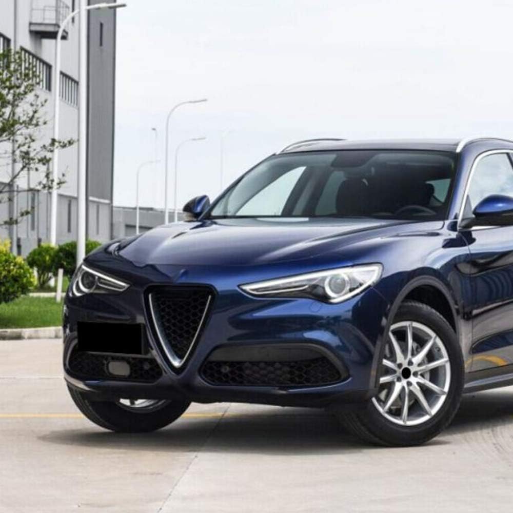 Real Carbon Fiber V Shape Grill Mesh Frame Cover Decoration Trim fits Alfa Romeo Stelvio Standard SUV 4 Door 2017-2019 (Base Bumper)