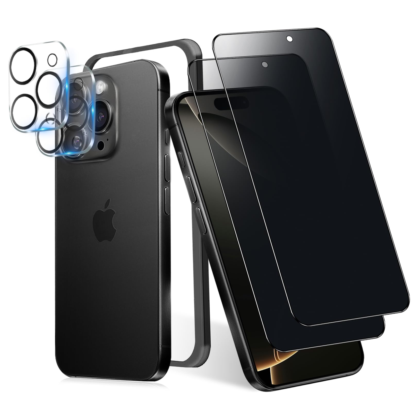 MINIKA 180度 覗き見防止フィルム iPhone 16Pro 用の ガラ…