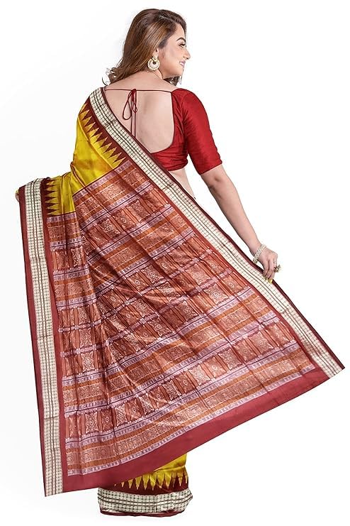 Image of Handmade Pure Bomkai Silk Saree Khandua Natural Silk Ikkat Saree For Women /Ethnic Wear /Traditonal Saree /Handloom Saree With Regular Fit Blouse Piece
