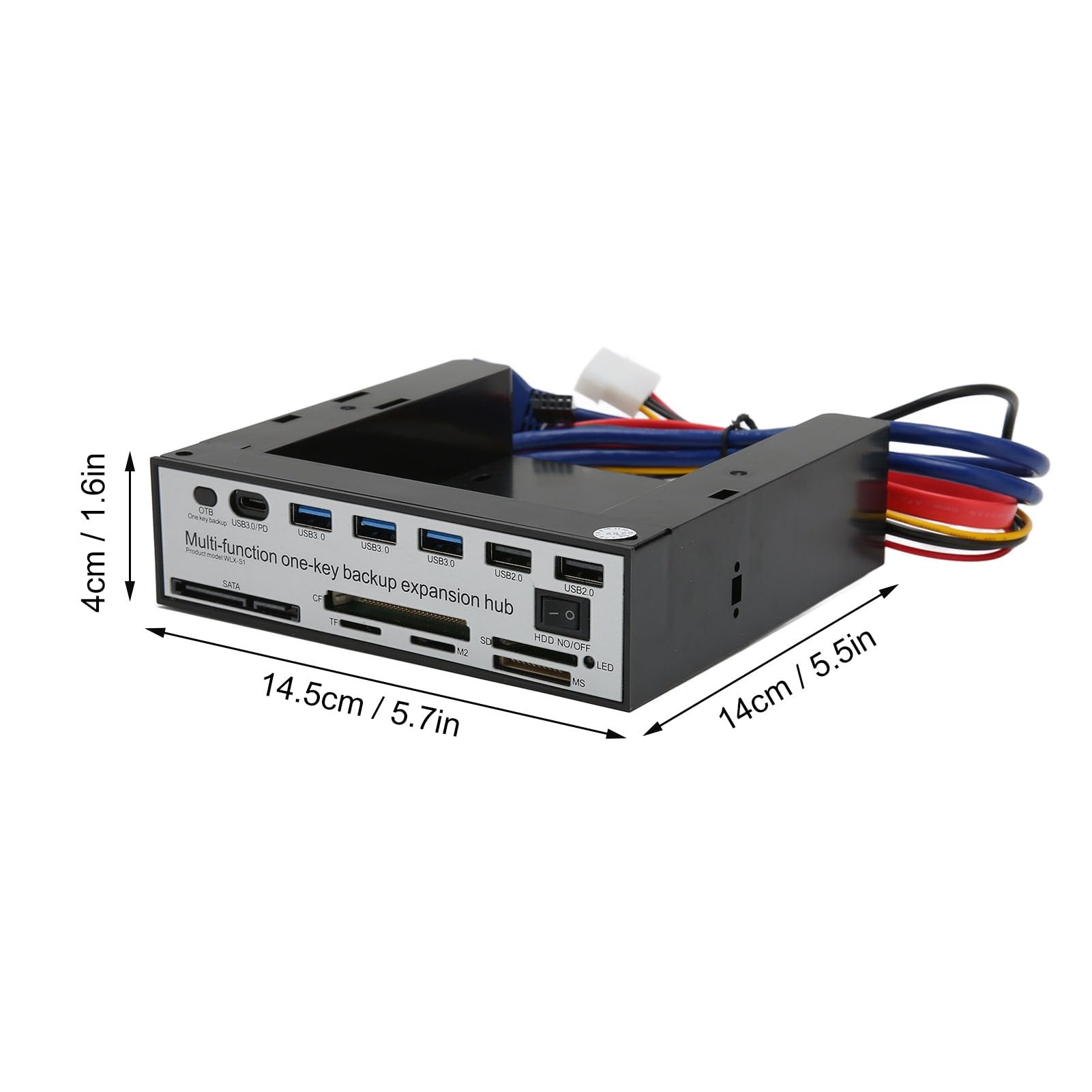 Desktop Media Dashboard, USB3.0 OTB One Click Backup PC Media Front Panel, Computer Front Panel Hub Connector, für WinXP Vista Win7 Win8 Win10 Linux