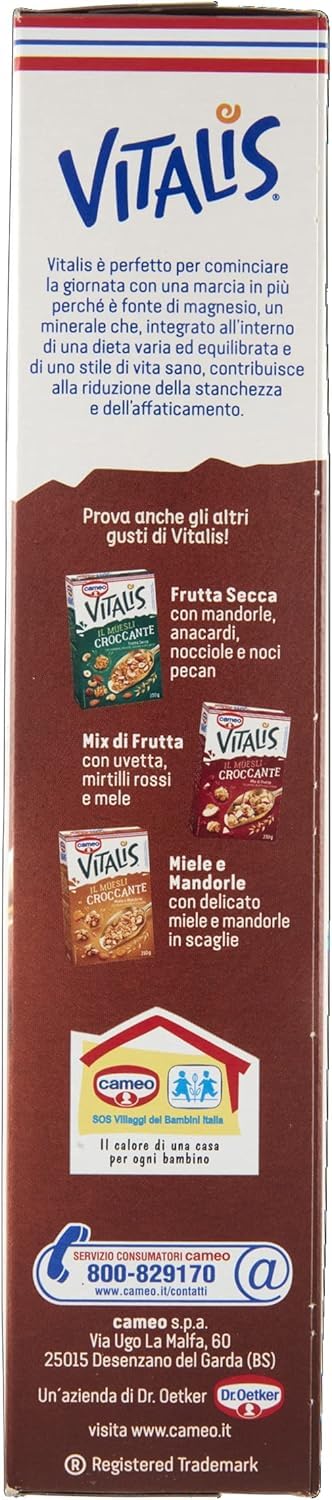 Italian Gourmet Vitalis Crunch muesli croccante doppio cioccolato 12 x 310g | Fiocchi d'avena interi, mit dunkler Schokolade und Milchstückchen, Gesamtnettogewicht 3,72 kg + Kostenlos Polpa 400g