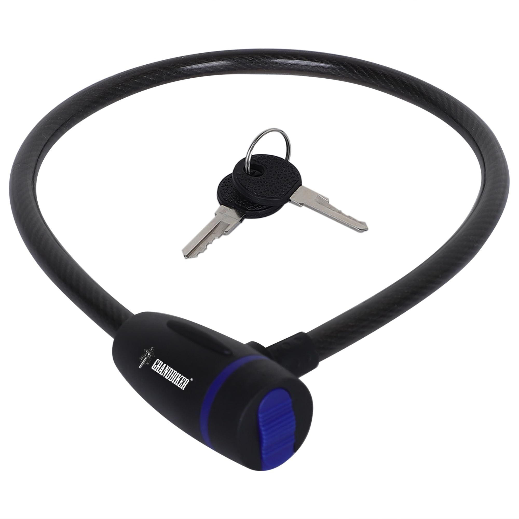Grandbiker Braided Steel Cable Lock with Keys – 0.65m Long, 10mm Thick PVC Coated Cut-Resistant Cable | Extra Key Included | Dust Cover Key Slot | Anti-Theft Cable Lock-image-4