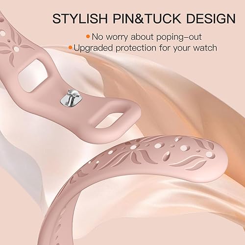 Miniatura 4 de Maledan Bandas de patrón delgado compatibles con Fitbit SenseVersa 3Versa 4Sense 2 bandas para mujeres y hombres, elegante correa hueca transpirable