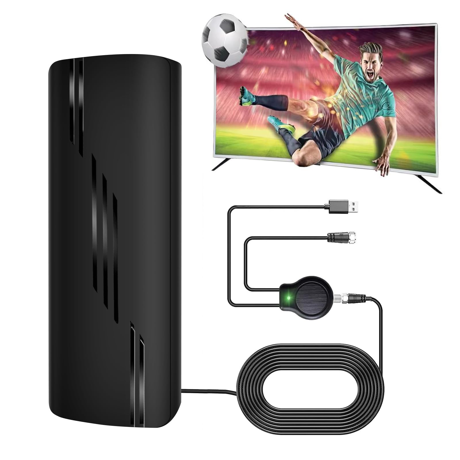 TV Antenna,1200+ Miles Range Digital TV Antenna for Smart TV Indoor/Outdoor,Portable HD Digital Antenna with Amplifier and Signal Booster-36ft Coax Cable - Support 8K 4K 1080p