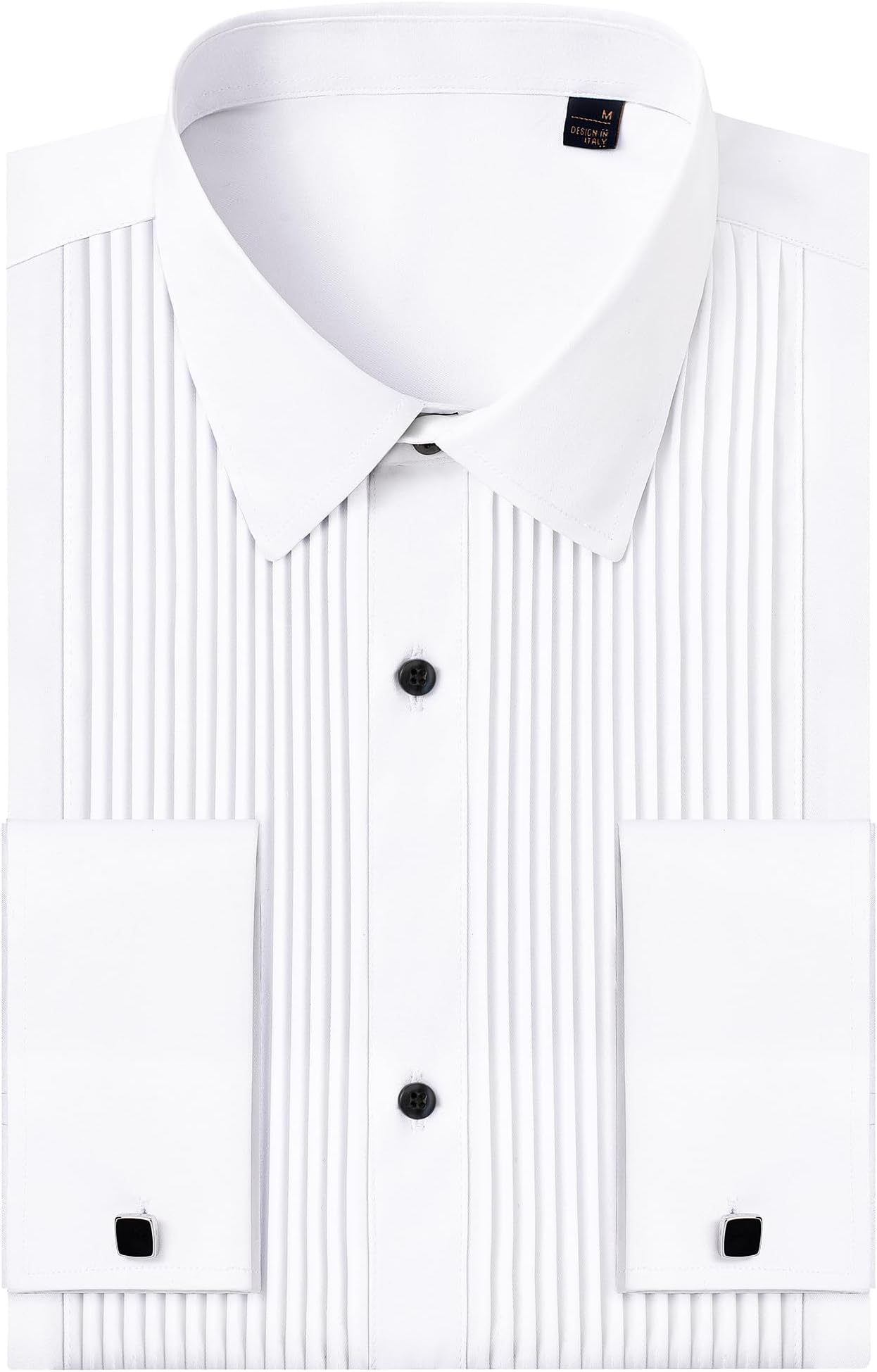 J.VER Men's Tuxedo Shirt Formal Dress Shirt Pleated Long Sleeve Button Down Shirts for Prom Party Wedding