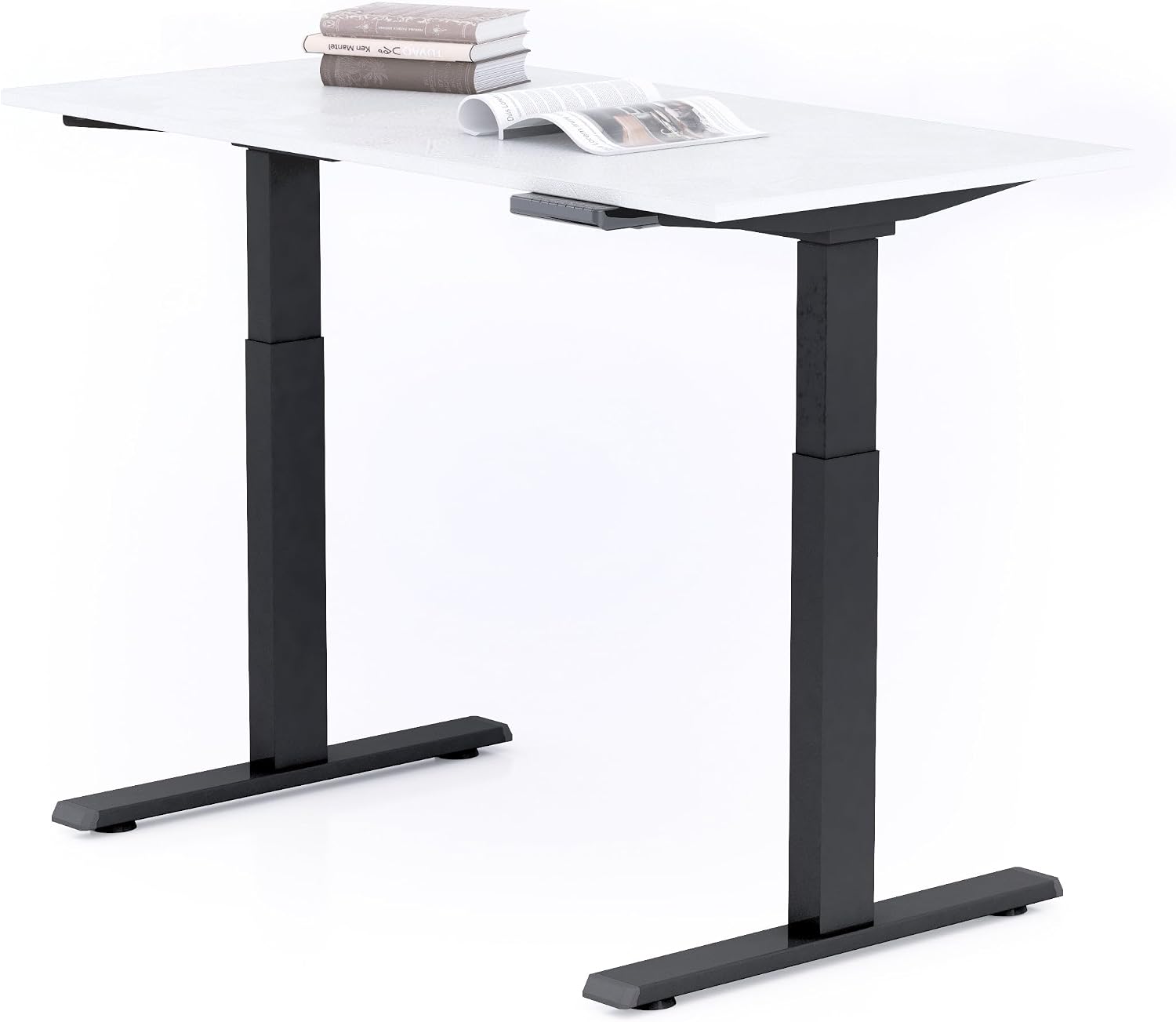 Mobili Fiver, Clara Electric Standing Desk 47.2 x 23.6 in Concrete Effect, White with Black Legs