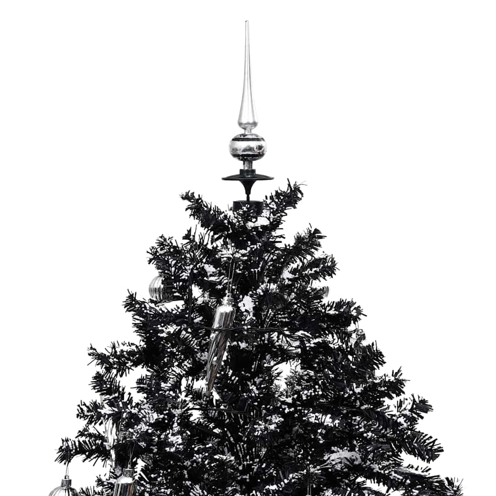 vidaXL Schneiender Weihnachtsbaum mit Schirmfuß Schneefall Künstlich Tannenbaum Christbaum Kunstbaum Dekobaum Weihnachten Dekoration Schwarz 170cm PVC