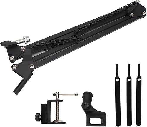 Miniatura 8 de Soporte de brazo de micrófono mediano con clip adaptador de tornillo, pluma de suspensión ajustable de 360 grados para bola de nieve azul para