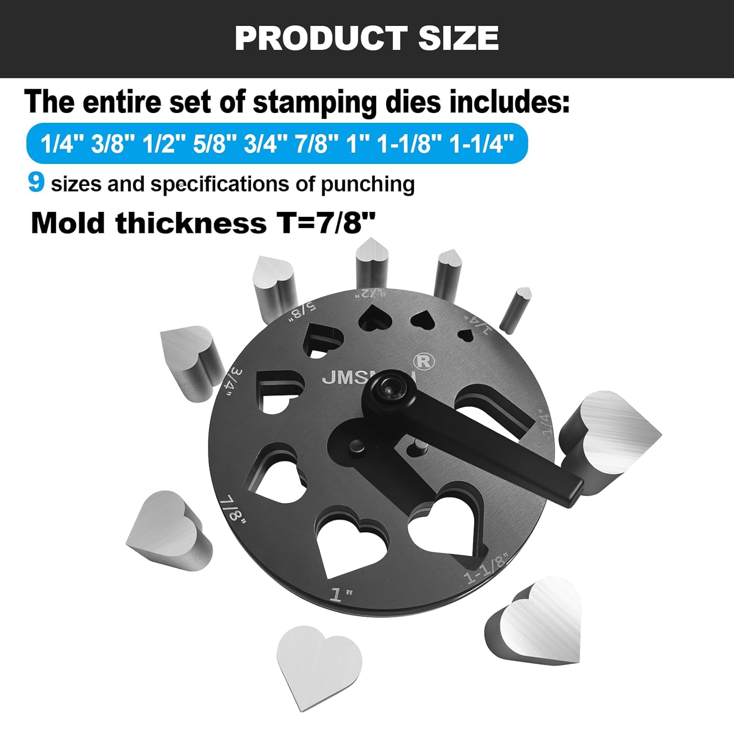 Disc Cutter Heart Shape,Set of 9 Heart Shape Punches,Jewelry Making Forming Pendant Punch Mold