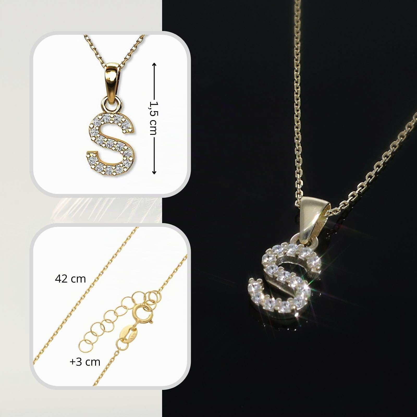 LillyMarie Buchstaben Kette Gold 333 Personalisierte Halskette mit Initial Anhänger Alphabet A-Z Buchstabenkette Damen Namenskette Geschenk für Frauen Weihnachten Geburtstag Valentinstag