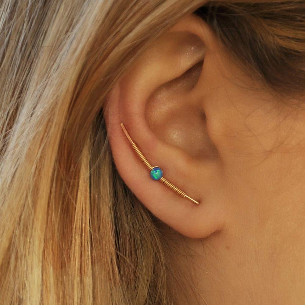 Boucles D'oreilles Modernes En Or 333 Avec Perle De Culture Et Opale - Neuf étiqueté