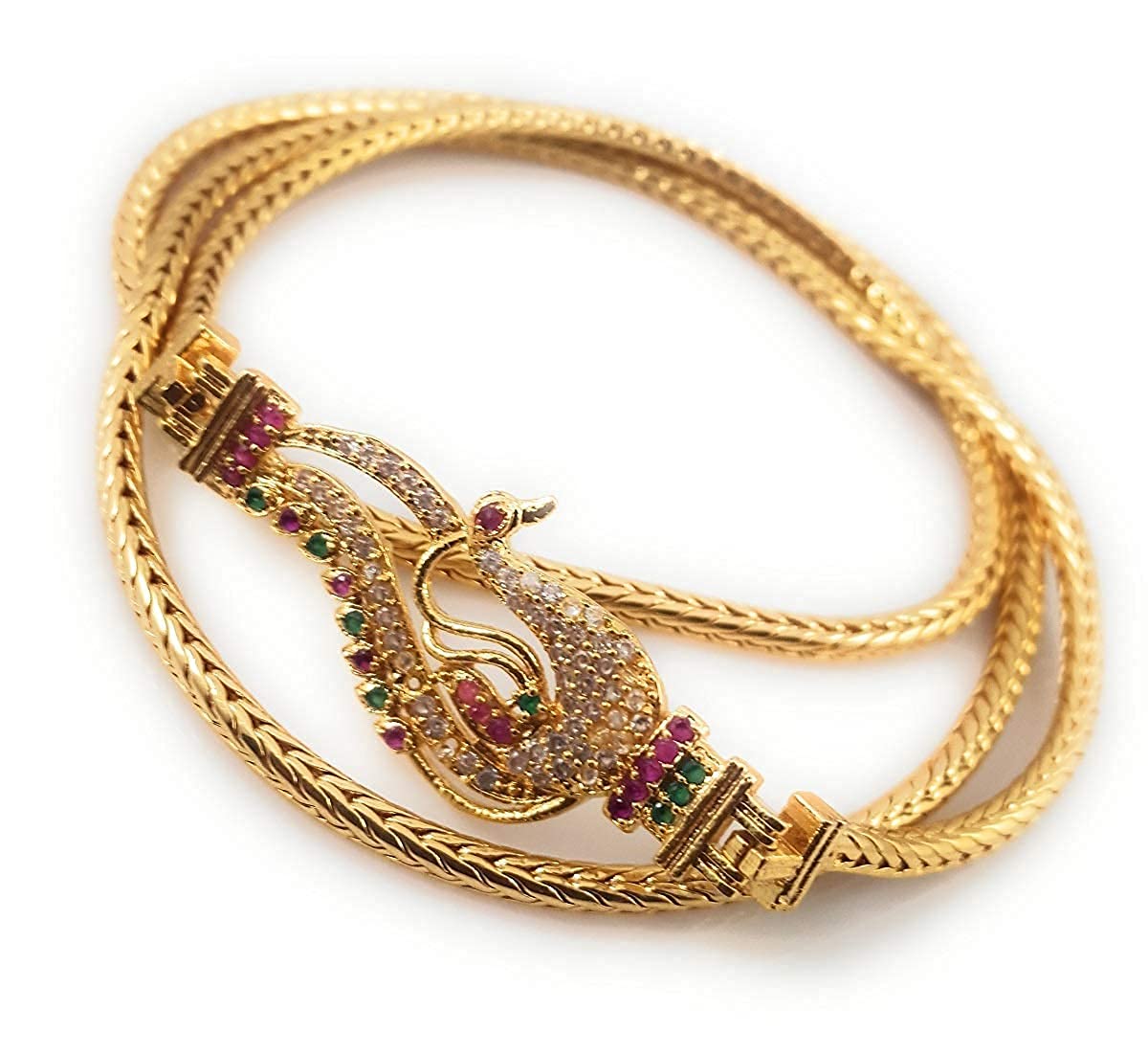 CUTE GOLD 1 Gram Micro Gold Plated Traditional Designer Ruby Emerald AD Stone Mugappu Chain for Women & Girls (B09SLM3M31) Amazon Price History, Amazon Price Tracker
