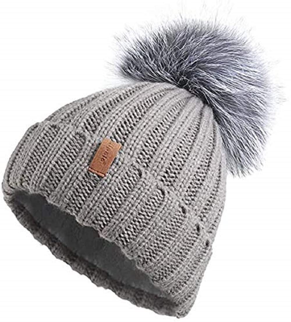 r&d Girl's & Women Winter Pompom Beanie Hat with Warm Fleece Lined, Thick Slouchy Snow Knit Skull Ski Cap-picture-36
