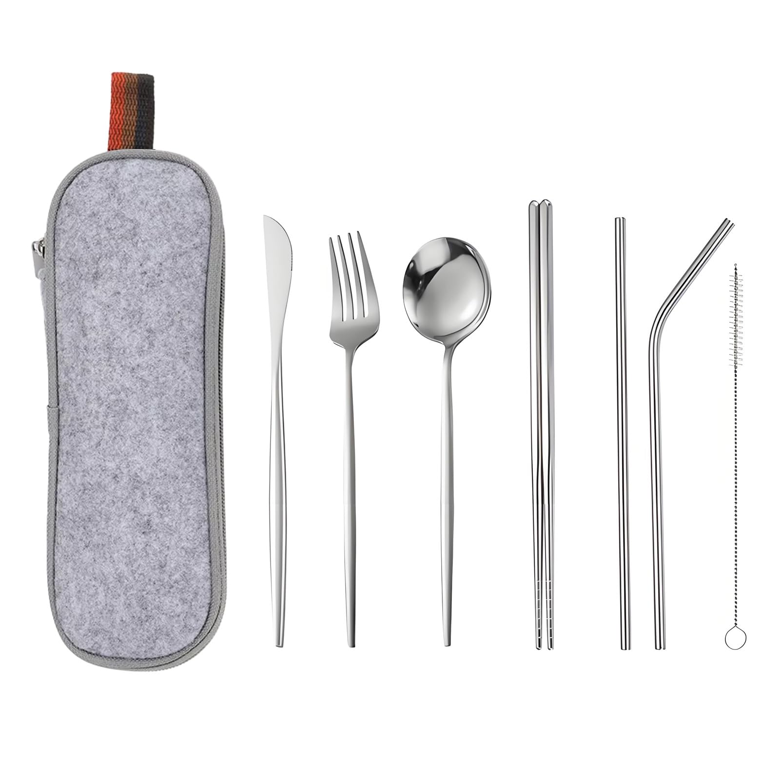 Travel Utensils with Case, Portable Silverware Set for Work, Stainless Steel Reusable Travel Cutlery Set for Camping, Picnic, Camping Gadgets