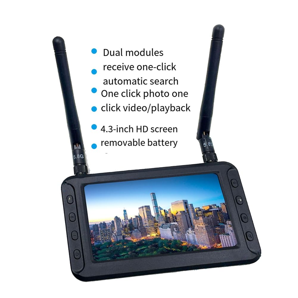 4.3 Pulgadas 5.8G FPV DVR Monitor Pantalla LCD 800x480 FPV Receptor Monitor Receptor Dual para RC FPV Drone Quadcopter