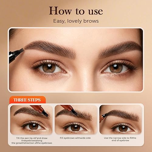 Miniatura 4 de Lápiz de cejas Microblading, resistente al agua, para mujer, con 4 puntas, maquillaje mágico natural para cejas, lápiz de contorno de trazos finos,