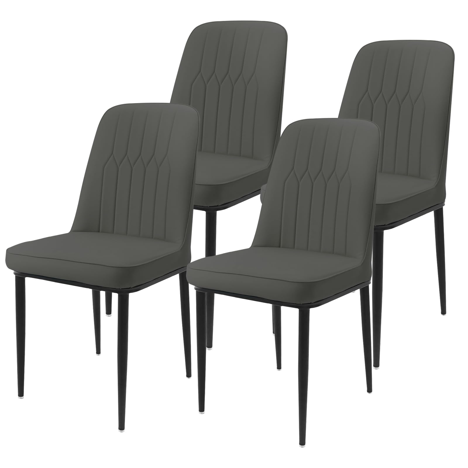 Dining Chairs Set of 2 - Grey Upholstered High Back Kitchen chair with Non-Slip Metal Legs, Easy to Clean Home Chairs for Dining Room Living Room Bedroom Kitchen Lounge — view 9