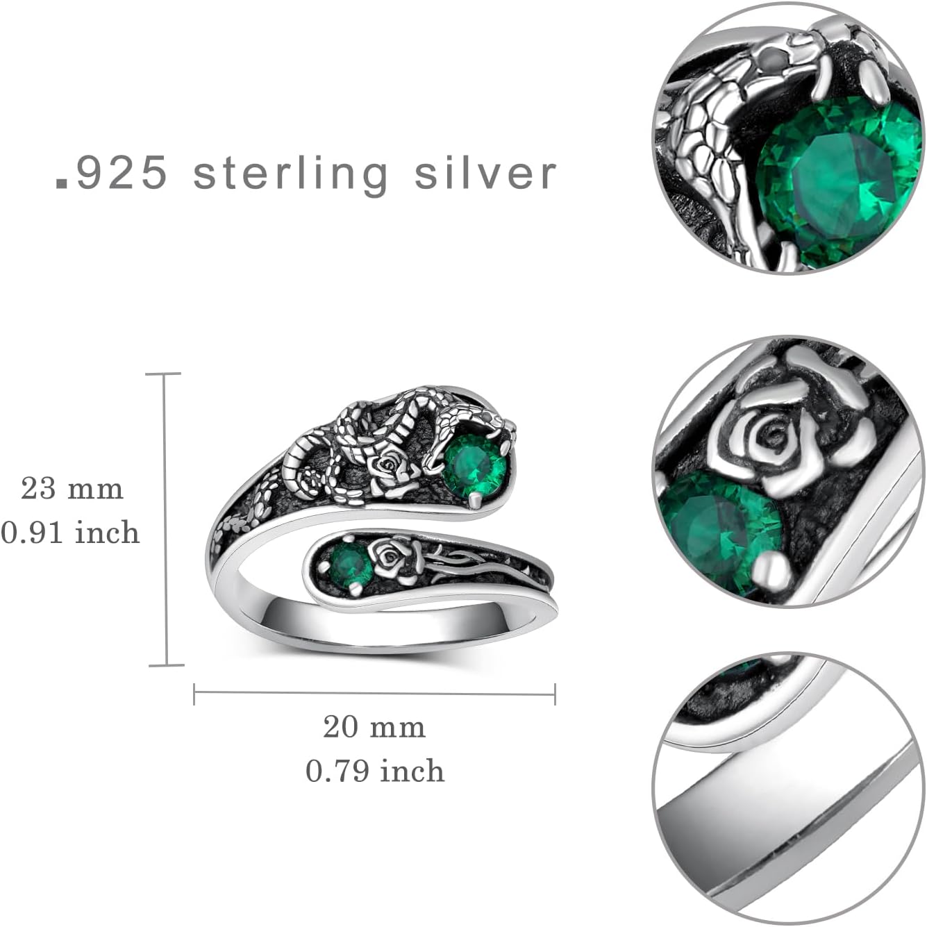 Witches Knot/Just Breathe/Snake/Dragonfly Ring 925 Sterling Silver Spoon Ring Adjustable Thumb Open Ring for Women - Image 6