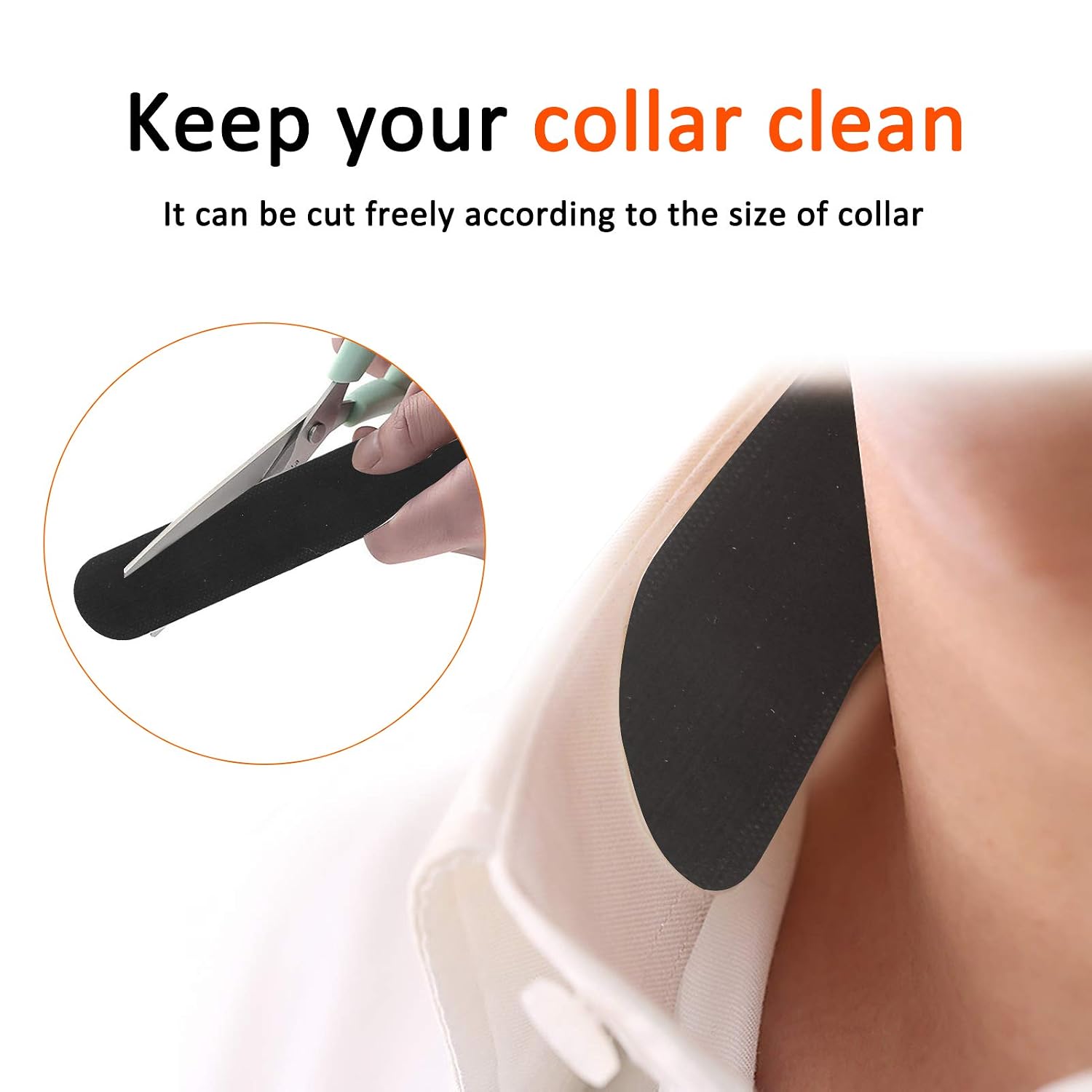 20pcs Self Adhesive Shirt Collar Protector Collar Disposable Hat Collar Sweat Neck Liner Pads (Black)