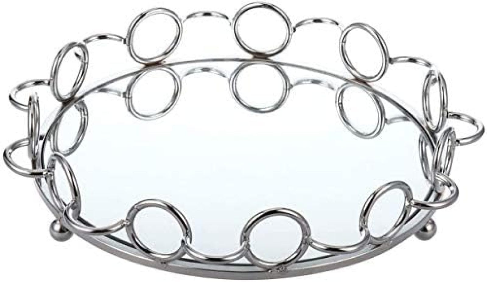 Gold/Silber Serviertablett Cupcake Organizer Tablett Hochzeit Home Decor Make-up Schmuck Organizer Verspiegeltes Metalltablett,Silber,Constructive23