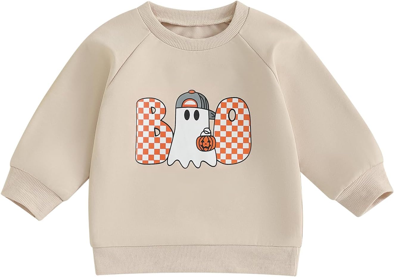 Toddler Baby Boy Halloween Outfit Pumpkin Ghost Print Crew Neck Sweatshirt Long Sleeve Fall Winter Pullover Tops