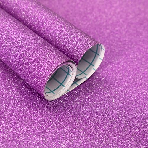 lenify Purple Glitter Wallpaper Peel and Stick Wallpaper Sparkle 17.7inch x 393.7inch Purple Contact Paper Self Adhesive Paper for Cabinet DIY Gift Wrapping Decorative Removable Glitter Vinyl