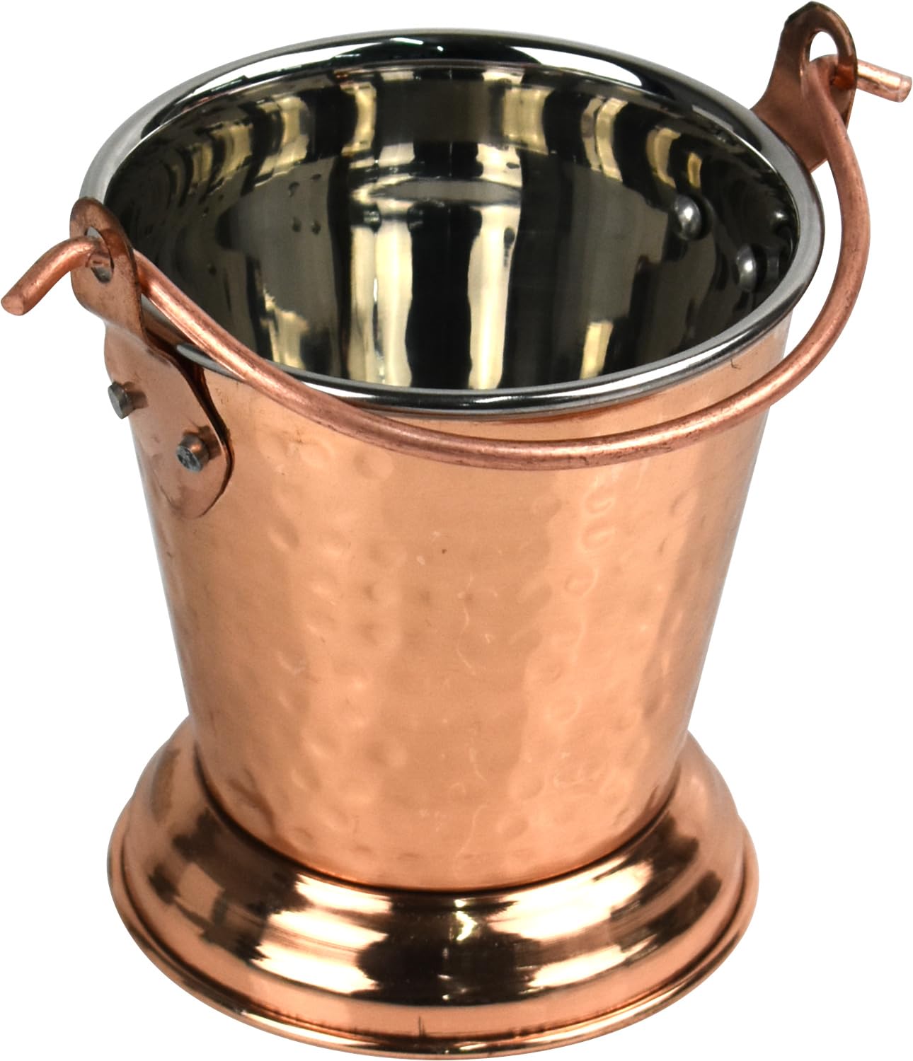 Catergold Traditional Indian Balti Serving Dish Copper and Stainless Steel with Brass Handle 10cm & 300ml Capacity for Curries Serving (4)