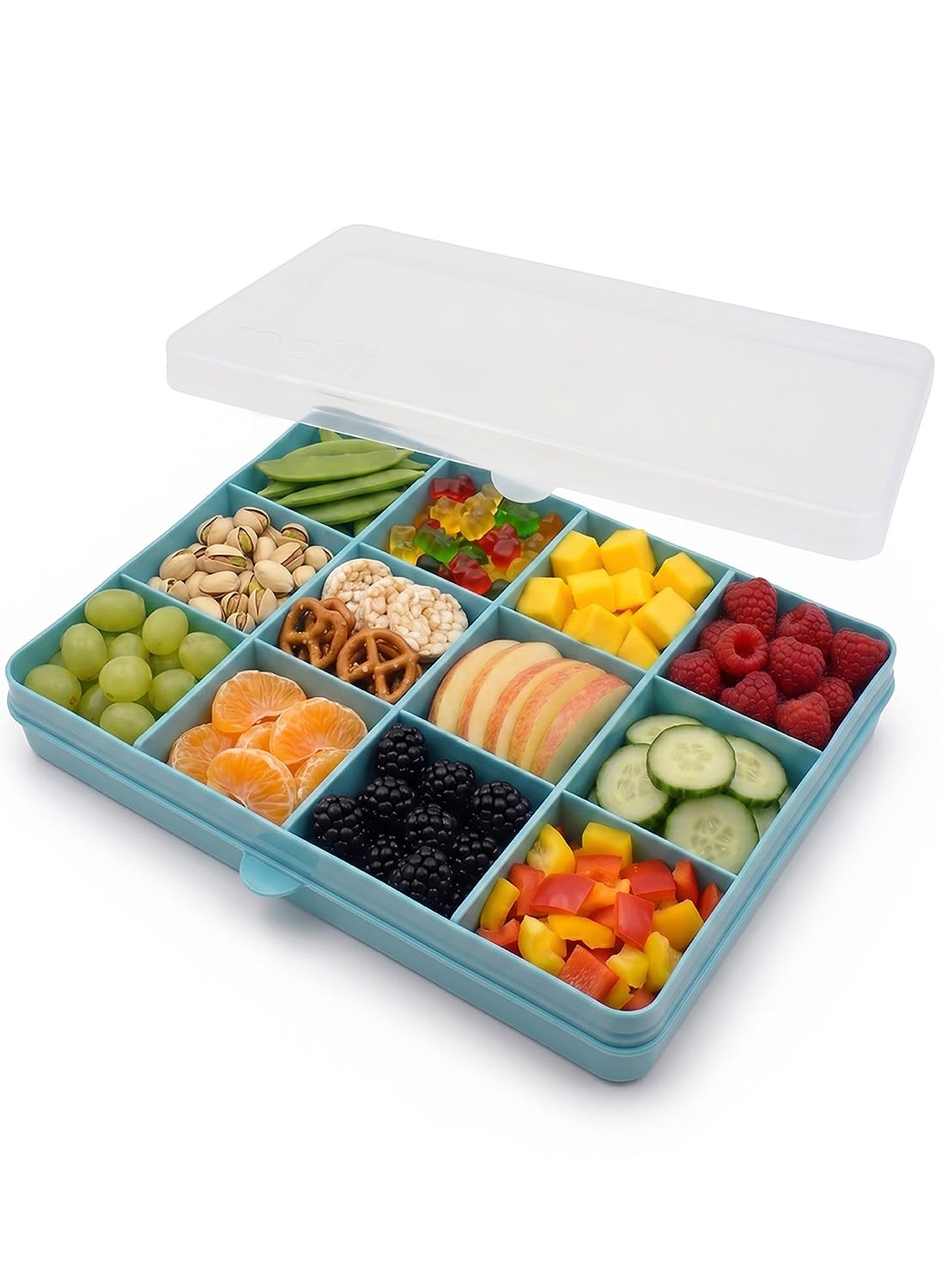 melii Snackle Box with 12 Individual compartments, Removable dividers, Snack Capacity 4oz/114ml Each, Blue-picture-19