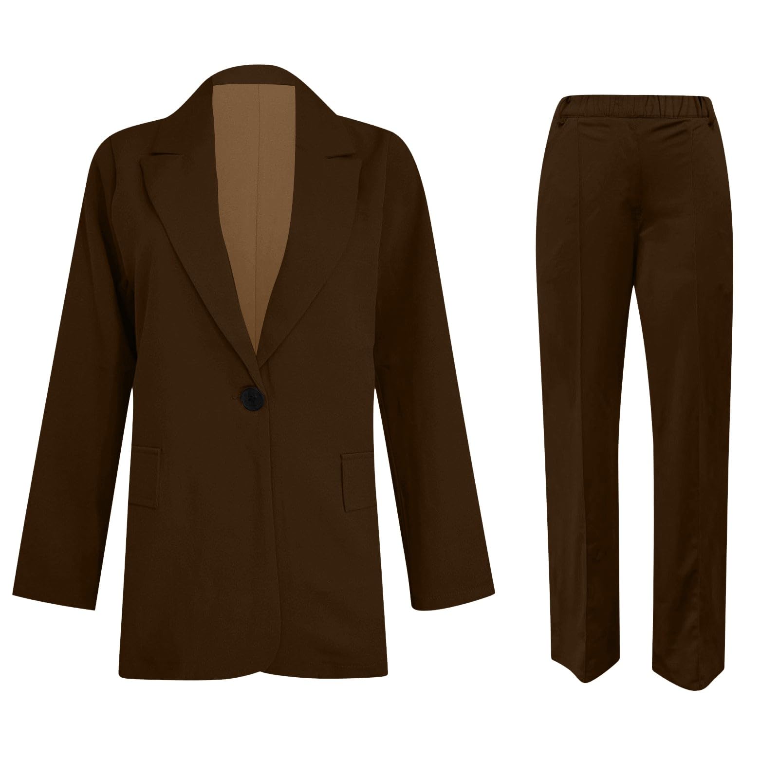 Ensemble Blazer et Pantalon Femme Chic et Elegant Tailleur Femme pour Mariage Col Rabattu Manches Longues Costume 2 Pièces d’Affaires Classique Décontractés pour Affaires et Quotidien
