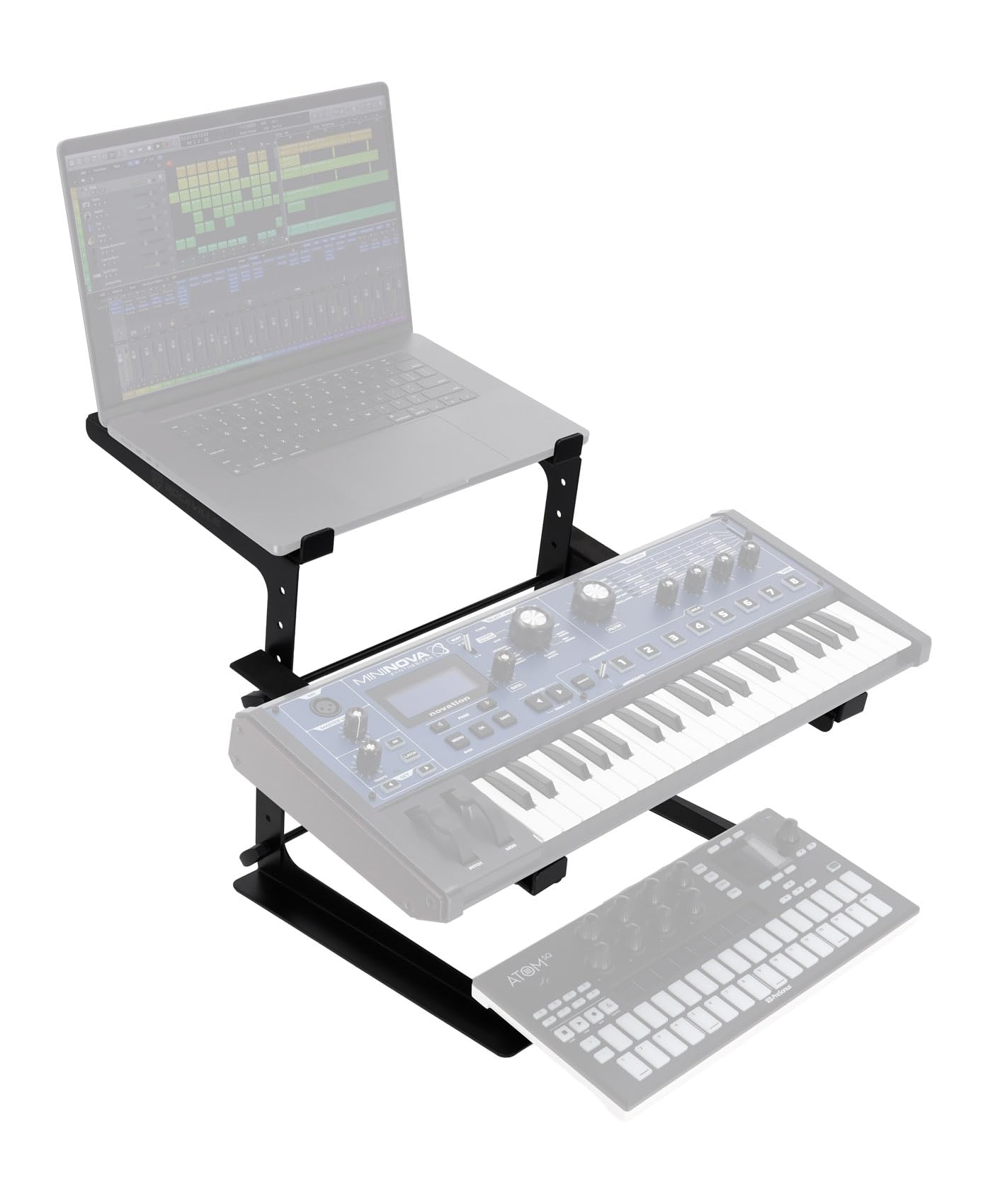 Rockville Rock2d2 Adjustable Dual Shelf DJ Controller Midi Keyboard Laptop Stand | Fits Laptops & MIDI Keyboards Adjustable WidthHeightDepth Steel Construction Rubber Grip Pads Non-Slip Feet product thumbnail 7