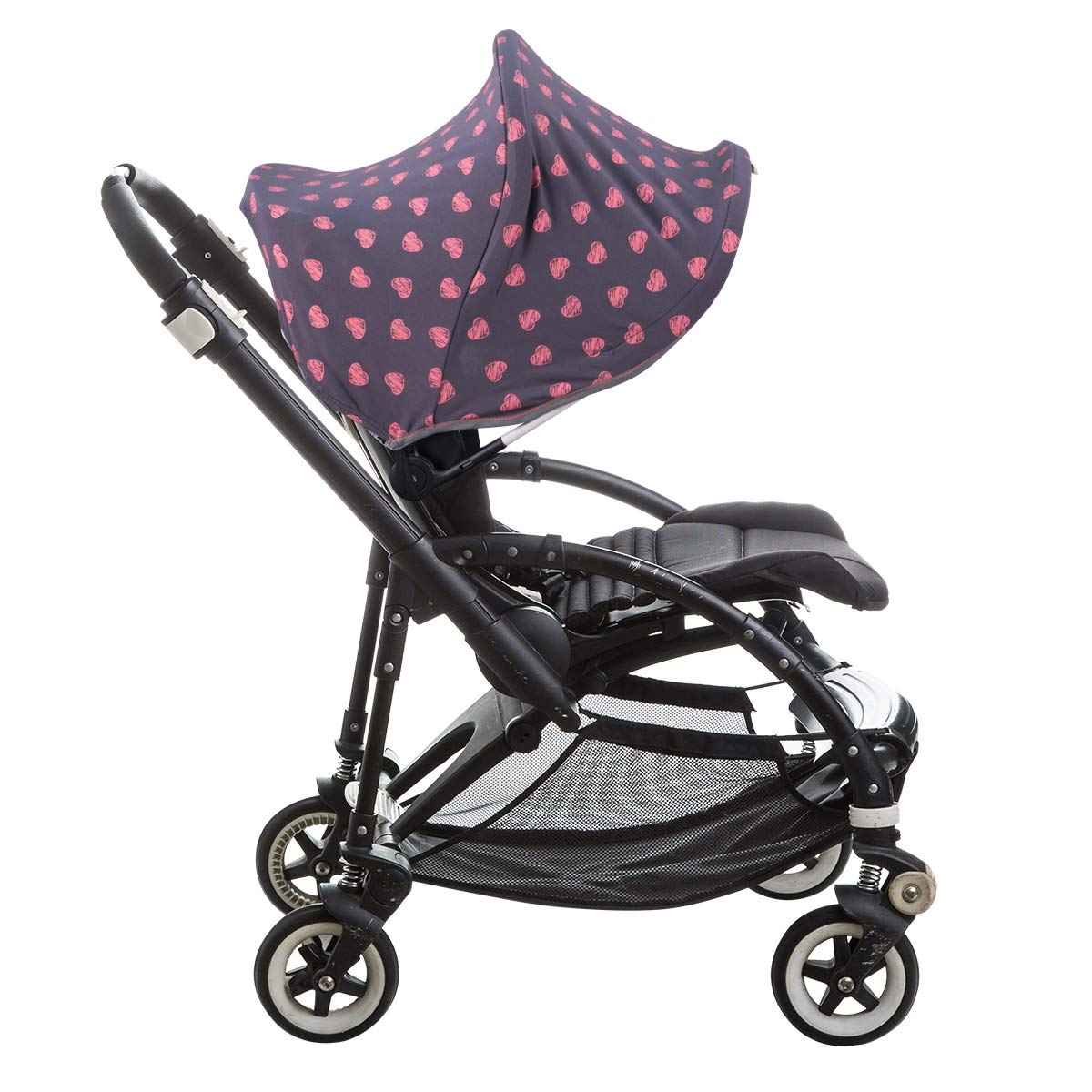 JYOKO KIDS Sonnendach für Kinderwagen kompatibel mit Bugaboo Bee 3, Bee Plus, Bee 5 (Fluor Heart)