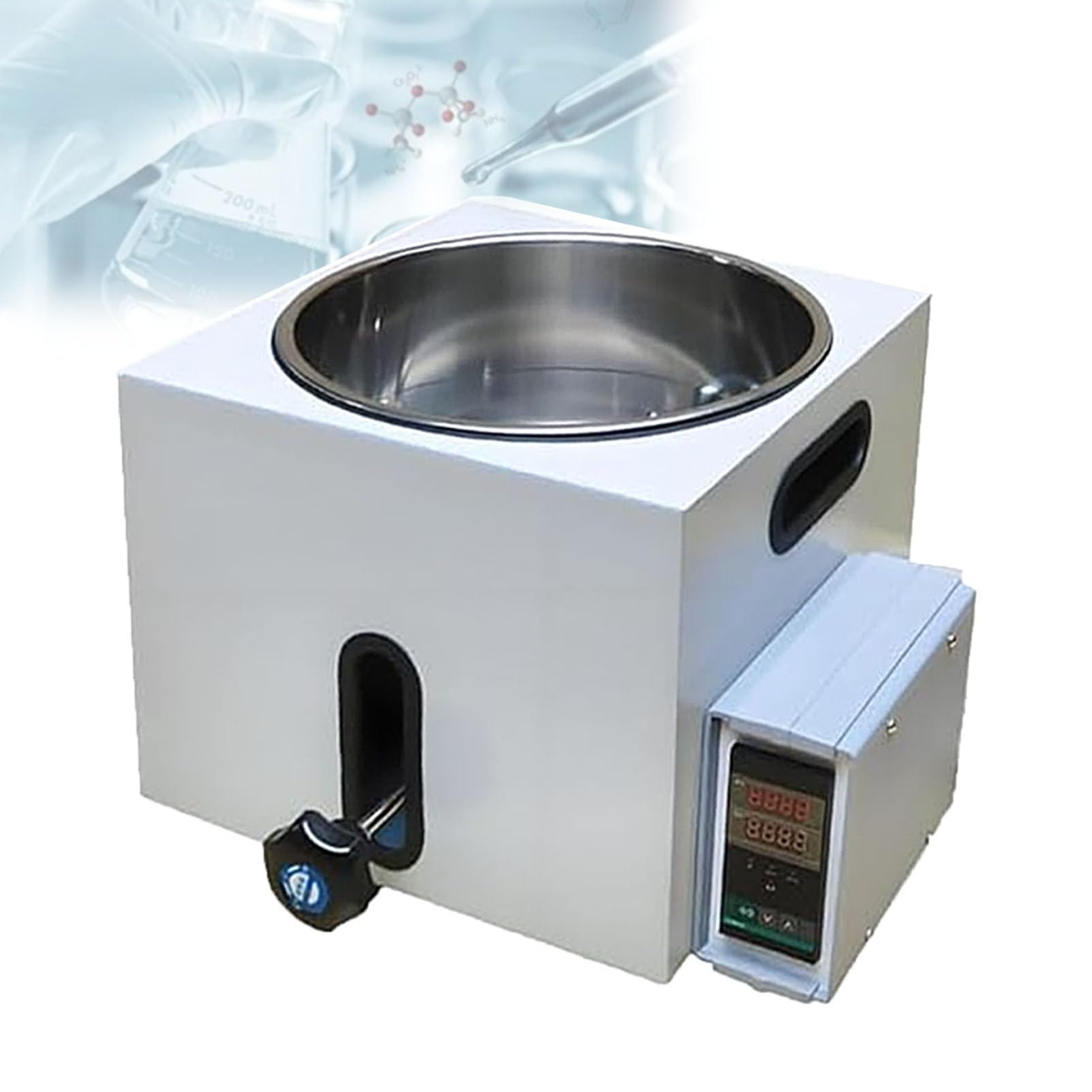 Laboröl- und Wasserbad, Edelstahl-Auskleidungsheizung mit LED-Anzeige, PID-Thermostatregelung (RT~300°C), für Flüssigkeitserwärmung und Rühren, 2L