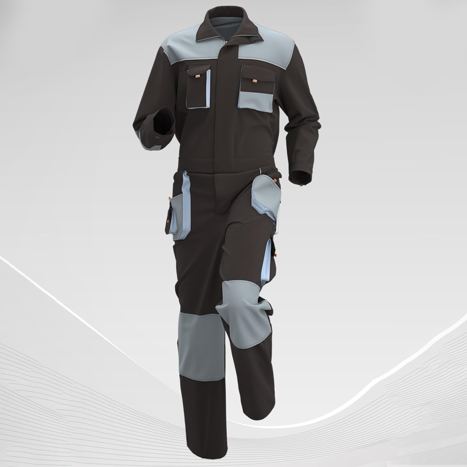 Generisch Overall Herren Herren Werkstatt-Arbeitskleidung mit Taschen für Maler Handwerker strapazierfähige Overall-Jumpsuit für industrielle Einsätze