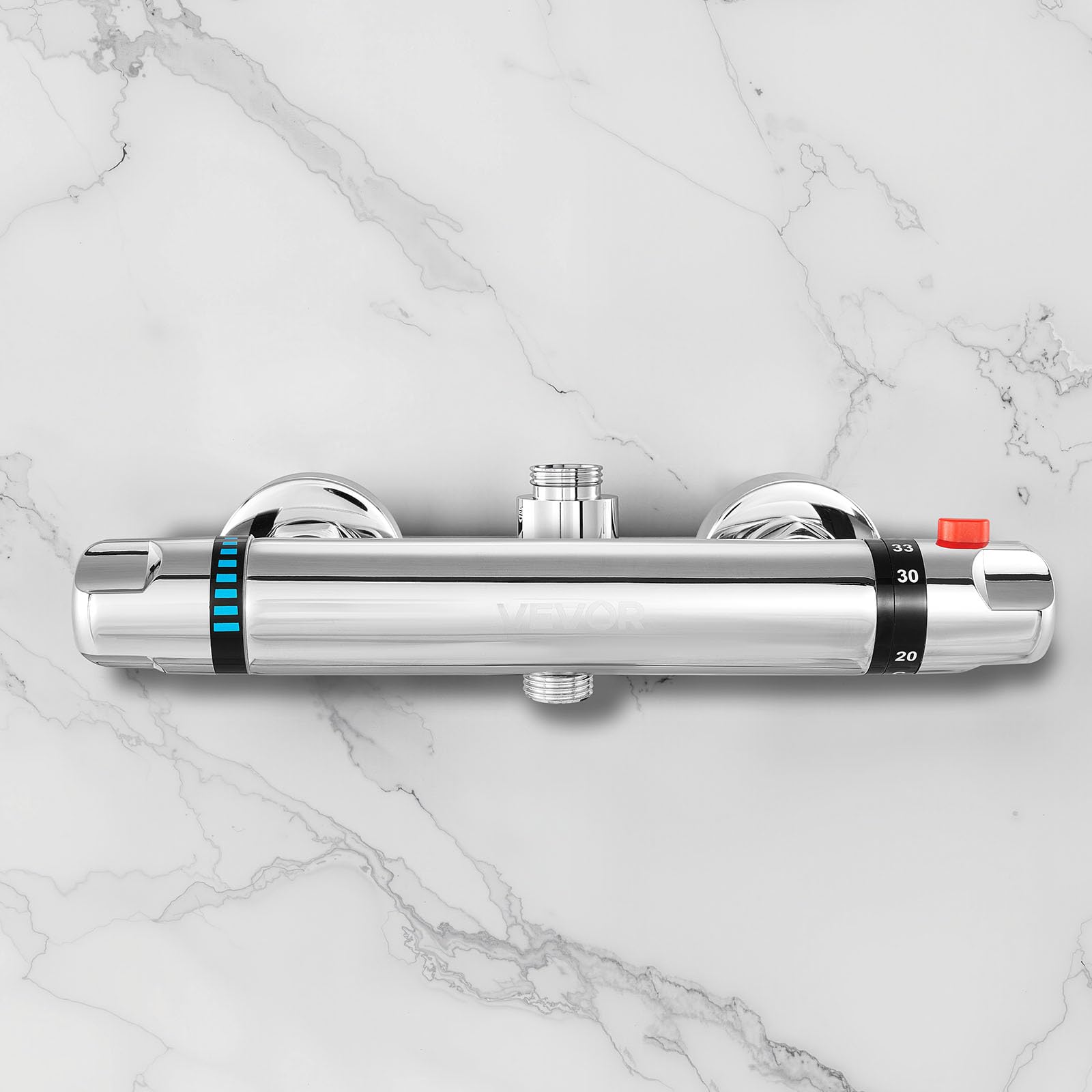 VEVOR Miscelatore Doccia Termostatico Rubinetto Doccia con Blocco di Sicurezza a 38°C Valvole di Controllo della Temperatura con Acqua Calda e Fredda per Camper Hotel con Rivestimento Cromato Argento