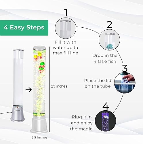 Miniatura 3 de Shop LC - Lámpara eléctrica de medusas, lámpara artificial de acuario para tanque de peces falsos con lámpara de tubo de burbujas sensorial, luz