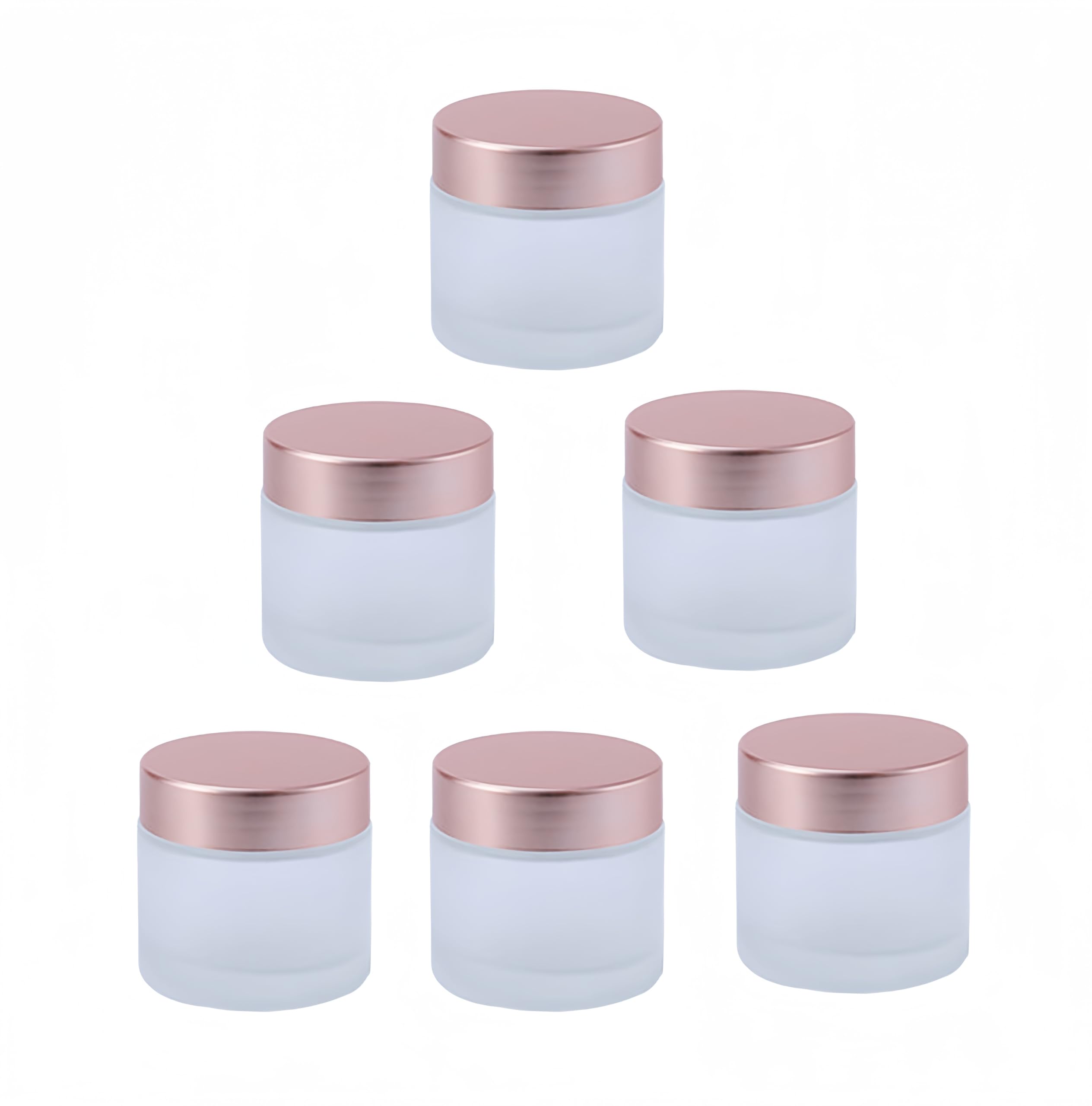 6 Pack 2 oz Frosted White Glass Jars with Pink Lids,60g Glass Cream Jars,Empty Round Cosmetic Container Jars for Cream,Sample,Lotion,Powder,Ointments,
