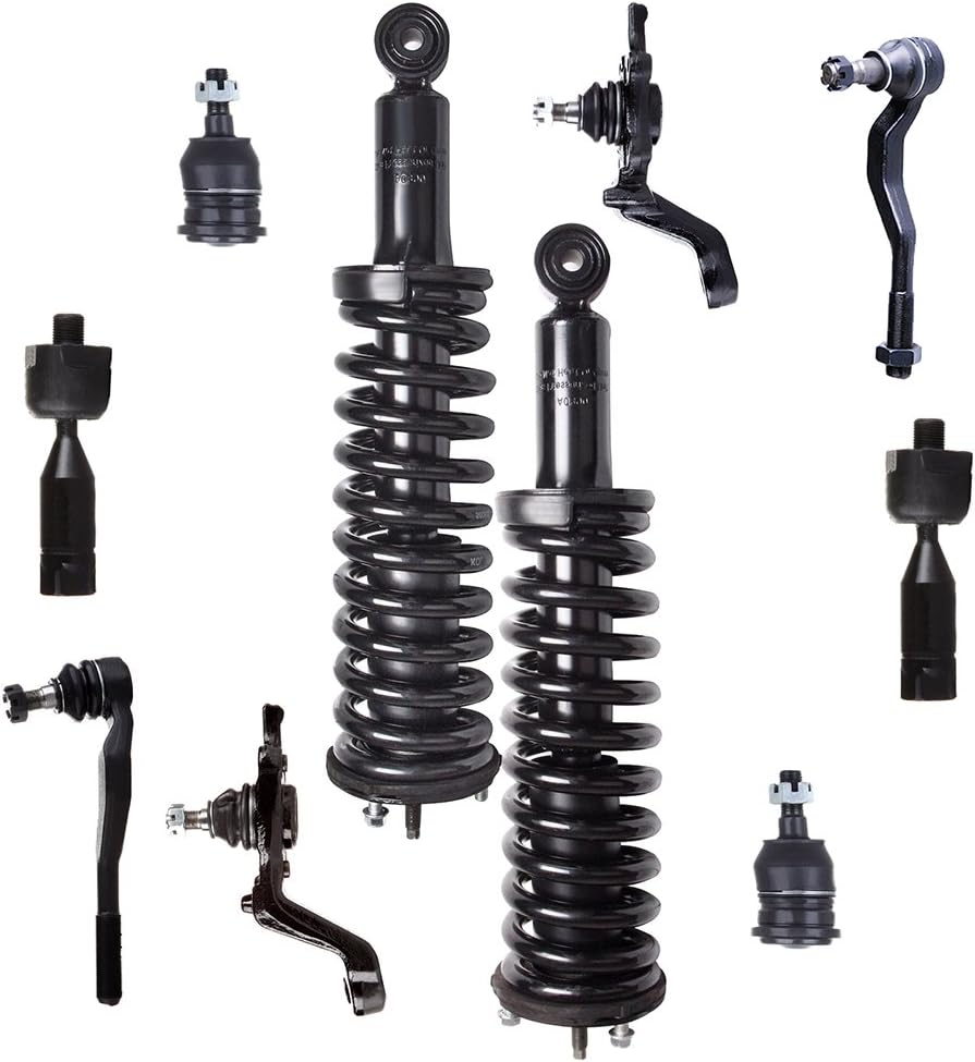 ROADFAR Suspension kit 10pcs Struts Suspension kit Front Strut Spring Assembly Ball Joint Ball Joints Tie Rod End Tie Rod Ends Fit For 1995-2004for Toyota Tacoma