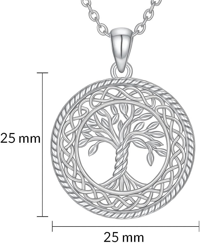 Tree of Life Necklace with Celtic Knot for Her, Real Silver Life Tree Necklace with 18K White Gold Plated for Women Ladies Birthday Christmas Wedding Anniversary - Image 5