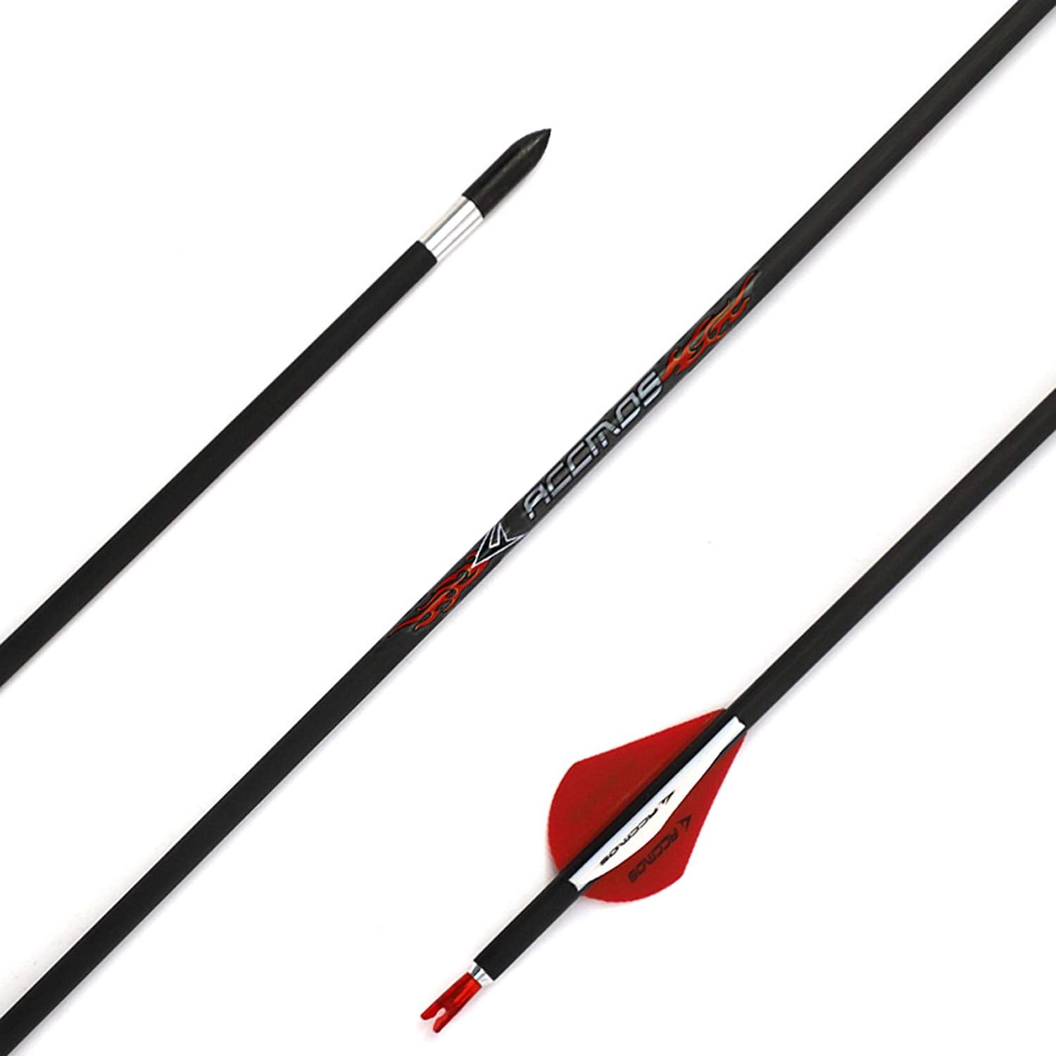 25 Inch Arrow 400 Spine Arrow Target Practice Arrow Hunting Arrow Carbon Arrows Compound Bow Recurve Bow Adult Youth Archery Indoor Outdoor Shooting Bullet Tip 12pc