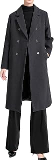 Women's Wool Trench Coats Warm Winter Pea Coat Double Breasted Mid-Long Overcoat Lapel Jackets