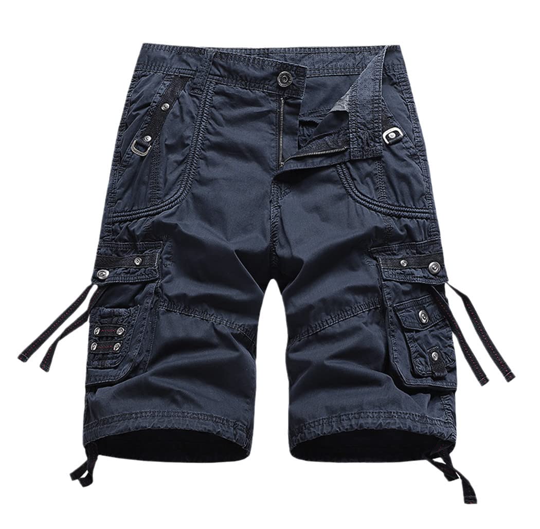 Short cargo en coton pour homme bleu marine confortable et ample