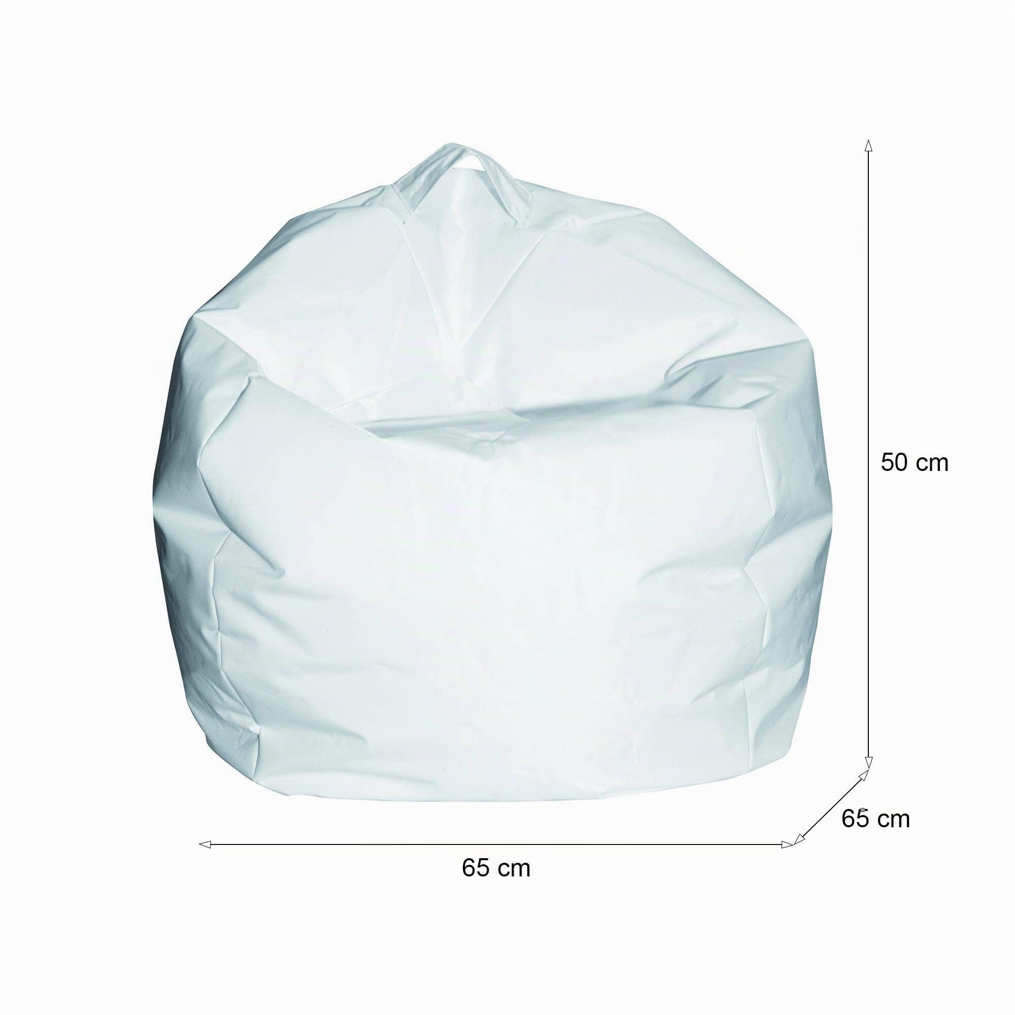 Dmora Talamo Italia - Pouf Abe, Poltrona multiuso, Poltroncina sacco, Pouf poggiapiedi, Made in Italy, 65x65 h50 cm, Bianco