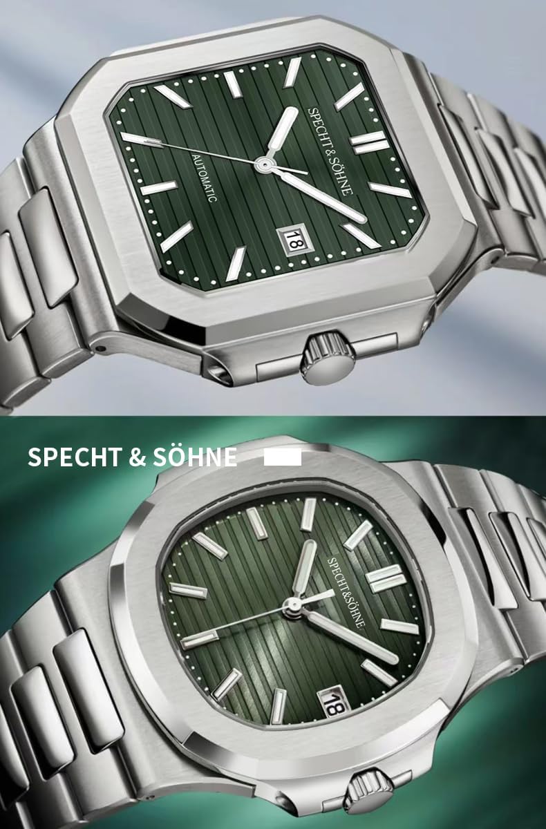 Specht & Söhne 41MM Square Cubic 5711 Men's Watch Mechanical Watches Rose Gold Stainless Steel Sapphire Crystal Waterproof