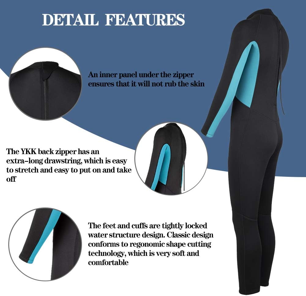 Nataly Osmann 3mm Neoprene Full Wetsuits for Women Black Long Sleeve One Piece Diving Suit with Back Zipper Scuba Thermal Diving Skin for Water Sports Surfing Swimming Snorkeling Kayaking : Sports & Outdoors