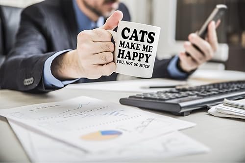 Miniatura 6 de CBTwear Cats Make Me Happy - Taza de café de 11 onzas para amantes de los gatos, una idea divertida y perfecta para el día de la madre para el