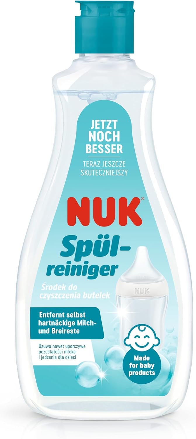 NUK Flaschenreiniger | 500 ml | Ideal zum Waschen von Flaschen, Sauger und Zubehör | ohne Duft | pH-neutral | Flasche aus 100% recycelten Materialien, Clear
